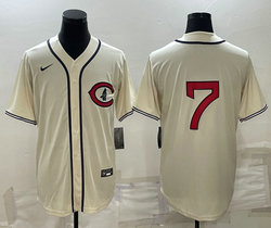 Nike Chicago Cubs #7 Dansby Swanson Cream Throwback Stitched Baseball Jersey