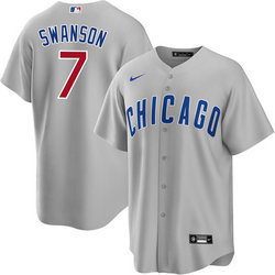Nike Chicago Cubs #7 Dansby Swanson Gray Game Authentic Stitched MLB Jersey