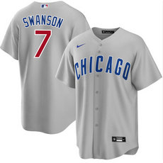 Nike Chicago Cubs #7 Dansby Swanson Gray Game Authentic Stitched MLB Jersey