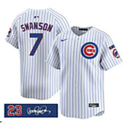 Nike Chicago Cubs #7 Dansby Swanson White Ryne Sandberg Tribute V3 Baseball Jersey