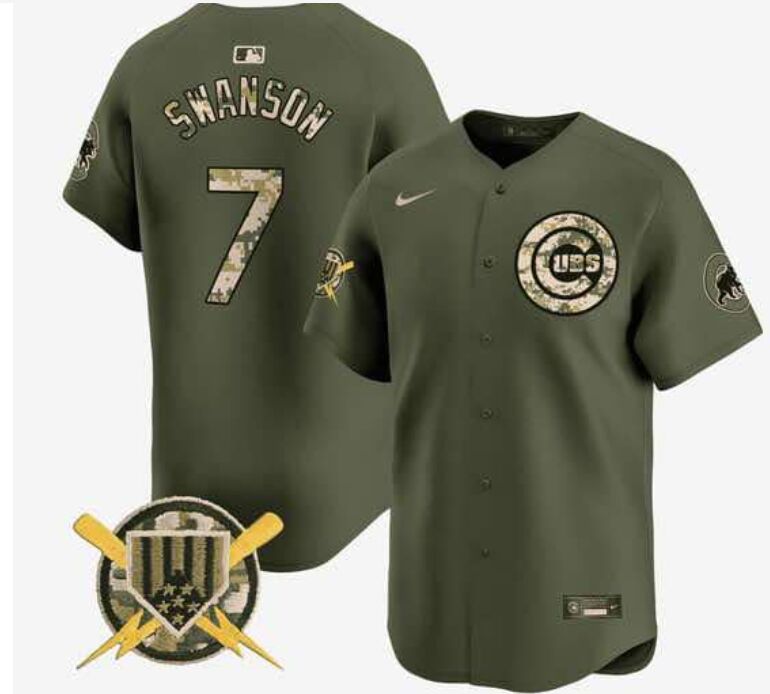Nike Chicago Cubs #7 Dansby Swanson armed forces day vapor premier jersey
