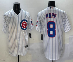 Nike Chicago Cubs #8 Ian Happ White Game Authentic Stitched MLB Jersey