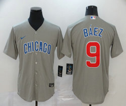 Nike Chicago Cubs #9 Javier Baez Grey Game Authentic Stitched MLB Jersey