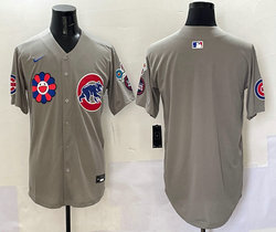 Nike Chicago Cubs Blank Gray With flowers Authentic Stitched MLB Jersey