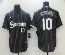 Nike Chicago White Sox #10 Yoan Moncada Black 2021 City Number in front Game Authentic Stitched MLB Jersey