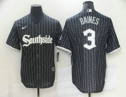 Nike Chicago White Sox #3 Harold Baines Black 2021 City Game Authentic Stitched MLB Jersey