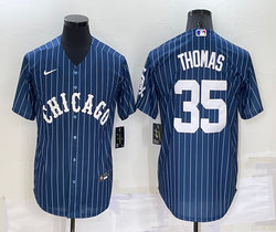 Nike Chicago White Sox #35 Frank Thomas Blue White stripe Authentic Stitched MLB Jersey