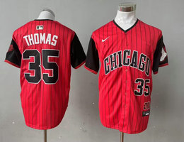 Nike Chicago White Sox #35 Frank Thomas Red 2025 City 35 front MLB Jersey