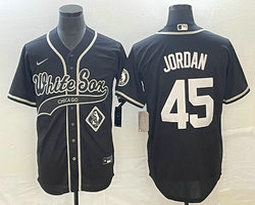 Nike Chicago White Sox #45 Michael Jordan Black team patch front Joint Authentic Stitched baseball jersey