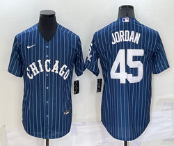 Nike Chicago White Sox #45 Michael Jordan Blue White stripe Authentic Stitched MLB Jersey