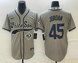 Nike Chicago White Sox #45 Michael Jordan Gray team patch front Joint Authentic Stitched baseball jersey