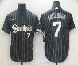 Nike Chicago White Sox #7 Tim Anderson Black 2021 City Number in front Game Authentic Stitched MLB Jersey