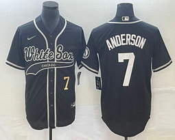 Nike Chicago White Sox #7 Tim Anderson Black Gold 7 on front Joint Authentic Stitched baseball jersey