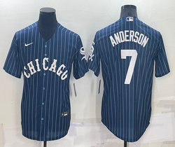 Nike Chicago White Sox #7 Tim Anderson Blue White stripe Authentic Stitched MLB Jersey