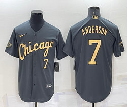 Nike Chicago White Sox #7 Tim Anderson Charcoal #7 in front 2022 All Star Authentic Stitched MLB Jersey