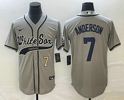 Nike Chicago White Sox #7 Tim Anderson Gray Gold #7 front Joint Authentic Stitched baseball jersey
