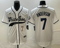 Nike Chicago White Sox #7 Tim Anderson White Gold #7 front Joint Authentic Stitched baseball jersey