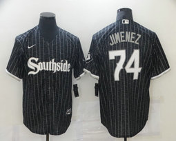 Nike Chicago White Sox #74 Eloy Jimenez Black 2021 City Game Authentic Stitched MLB Jersey