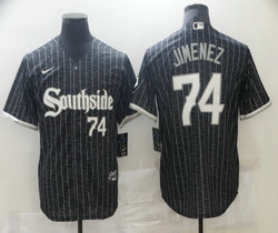 Nike Chicago White Sox #74 Eloy Jimenez Black Number in front 2021 City Game Authentic Stitched MLB Jersey