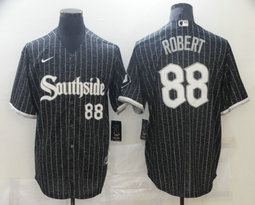 Nike Chicago White Sox #88 Luis Robert Black 2021 City Number in front Game Authentic Stitched MLB Jersey
