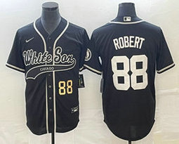 Nike Chicago White Sox #88 Luis Robert Black Gold #88 front Joint Authentic Stitched baseball jersey
