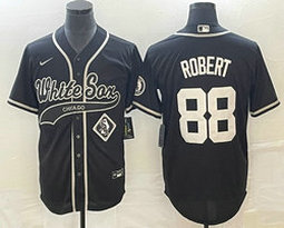 Nike Chicago White Sox #88 Luis Robert Black team patch front Joint Authentic Stitched baseball jersey