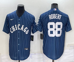 Nike Chicago White Sox #88 Luis Robert Blue White stripe Authentic Stitched MLB Jersey