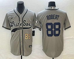 Nike Chicago White Sox #88 Luis Robert Gray Gold #88 front Joint Authentic Stitched baseball jersey