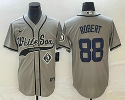 Nike Chicago White Sox #88 Luis Robert Gray team patch front Joint Authentic Stitched baseball jersey