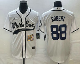 Nike Chicago White Sox #88 Luis Robert White Gold #88 front Joint Authentic Stitched baseball jersey
