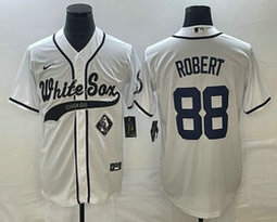 Nike Chicago White Sox #88 Luis Robert White team patch front Joint Authentic Stitched baseball jersey