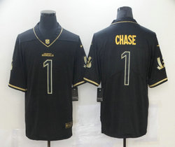 Nike Cincinnati Bengals #1 Ja'Marr Chase Black Gold Authentic Stitched NFL Jersey