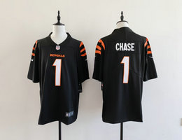 Nike Cincinnati Bengals #1 Ja'Marr Chase Black Vapor Untouchable Authentic Stitched NFL Jersey