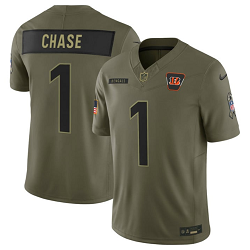 Nike Cincinnati Bengals #1 Ja'Marr Chase Olive 2025 Salute To Service Stitched Football Jersey
