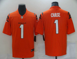 Nike Cincinnati Bengals #1 Ja'Marr Chase Orange 2021 NFL Draft Vapor Untouchable Authentic Stitched NFL Jersey