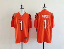 Nike Cincinnati Bengals #1 Ja'Marr Chase Orange Vapor Untouchable Authentic Stitched NFL Jersey