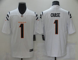 Nike Cincinnati Bengals #1 Ja'Marr Chase White 2021 NFL Draft Vapor Untouchable Authentic Stitched NFL Jersey