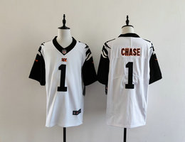 Nike Cincinnati Bengals #1 Ja'Marr Chase White Rush Authentic Stitched NFL Jersey