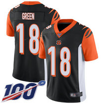 Nike Cincinnati Bengals #18 A.J. Green With NFL 100th Season Patch Black Vapor Untouchable Authentic stitched NFL jersey