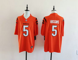 Nike Cincinnati Bengals #5 Tee Higgins Orange Vapor Untouchable Authentic Stitched NFL Jersey