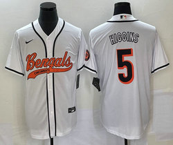 Nike Cincinnati Bengals #5 Tee Higgins White Joint Authentic Stitched baseball jersey