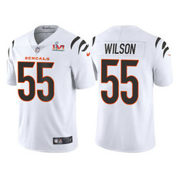 Nike Cincinnati Bengals #55 Logan Wilson White 2022 Super Bowl LVI Patch Vapor Untouchable Stitched Football Jersey