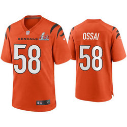 Nike Cincinnati Bengals #58 Johnathan Ossai Orange 2022 Super Bowl LVI Patch Vapor Untouchable Authentic Stitched NFL Jersey