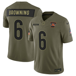 Nike Cincinnati Bengals #6 Jake Browning Olive 2025 Salute To Service Stitched Football Jersey