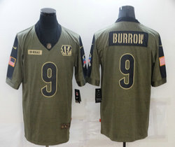 Nike Cincinnati Bengals #9 Joe Burrow 2021 salute to service Authentic Stitched NFL Jersey