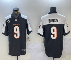 Nike Cincinnati Bengals #9 Joe Burrow Black C patch Thanksgiving F.U.S.E Authentic stitched NFL jersey