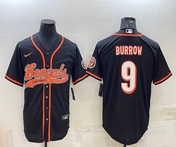Nike Cincinnati Bengals #9 Joe Burrow Black Joint Authentic Stitched NFL Jerseys