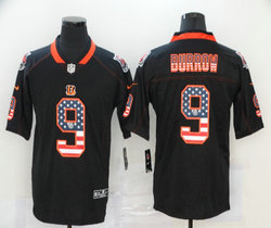 Nike Cincinnati Bengals #9 Joe Burrow Black USA Flag Fashion Authentic stitched NFL jersey