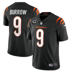 Nike Cincinnati Bengals #9 Joe Burrow Black With 3-star C Patch Vapor Untouchable Authentic Stitched NFL Jersey