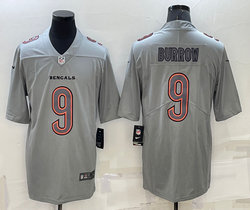 Nike Cincinnati Bengals #9 Joe Burrow Grey Atmosphere Fashion Authentic Stitched NFL Jersey